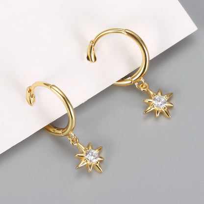 1 Pair Simple Style Star Inlay Sterling Silver Gem Drop Earrings