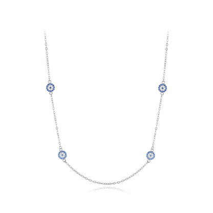 Ig Style Ethnic Style Devil's Eye Sterling Silver Plating Inlay Zircon Rhodium Plated Necklace