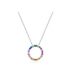 Ig Style Luxurious Circle Colorful Sterling Silver Plating Inlay Zircon Rhodium Plated Necklace