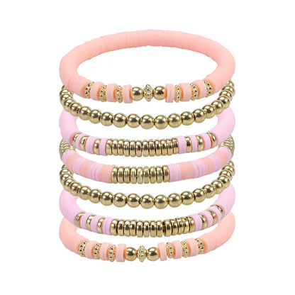 Simple Style Round Soft Clay Beaded Women's Bracelets