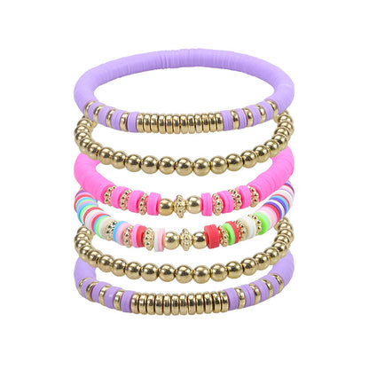 Simple Style Round Soft Clay Beaded Women's Bracelets