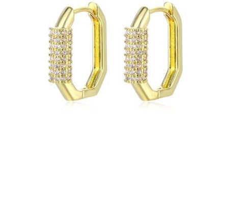 1 Pair Retro Polygon Plating Inlay Copper Zircon White Gold Plated Gold Plated Earrings