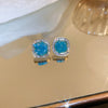 1 Pair Sweet Flower Inlay Copper Crystal Rhinestones Ear Studs