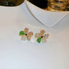 1 Pair Sweet Flower Inlay Copper Crystal Rhinestones Ear Studs