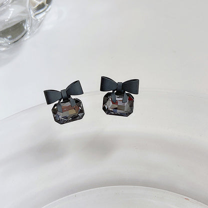 1 Pair Sweet Flower Inlay Copper Crystal Rhinestones Ear Studs