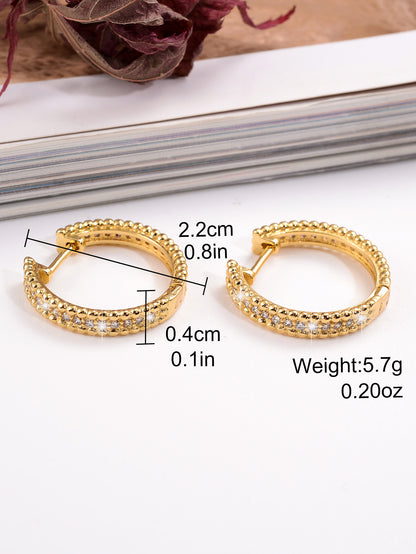 1 Pair Ig Style Simple Style Circle Plating Inlay Copper Zircon 18k Gold Plated Earrings