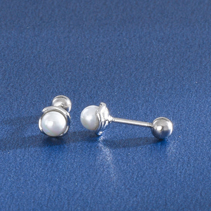 1 Pair Simple Style Geometric Plating Inlay Sterling Silver Artificial Pearls Ear Studs