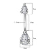 Simple Style Water Droplets Flower Butterfly Stainless Steel Inlay Zircon Women's Belly Ring