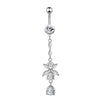 Simple Style Water Droplets Flower Butterfly Stainless Steel Inlay Zircon Women's Belly Ring