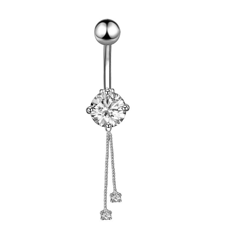 Simple Style Water Droplets Flower Butterfly Stainless Steel Inlay Zircon Women's Belly Ring