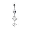 Simple Style Water Droplets Flower Butterfly Stainless Steel Inlay Zircon Women's Belly Ring