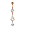 Simple Style Water Droplets Flower Butterfly Stainless Steel Inlay Zircon Women's Belly Ring