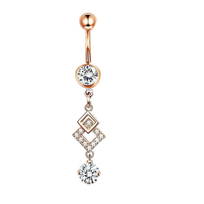 Simple Style Water Droplets Flower Butterfly Stainless Steel Inlay Zircon Women's Belly Ring