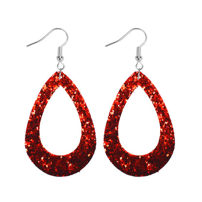 1 Pair Simple Style Geometric Water Droplets Pu Leather Drop Earrings