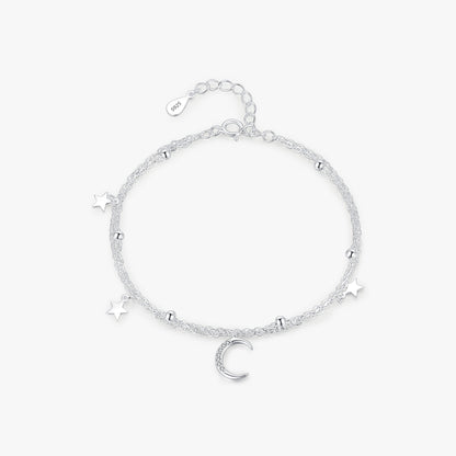 Ig Style Simple Style Classic Style Star Moon Sterling Silver Plating Rhodium Plated Bracelets