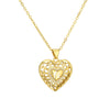 Simple Style Classic Style Water Droplets Heart Shape Copper Hollow Out Inlay Zircon Gold Plated Pendant Necklace