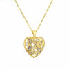 Simple Style Classic Style Water Droplets Heart Shape Copper Hollow Out Inlay Zircon Gold Plated Pendant Necklace