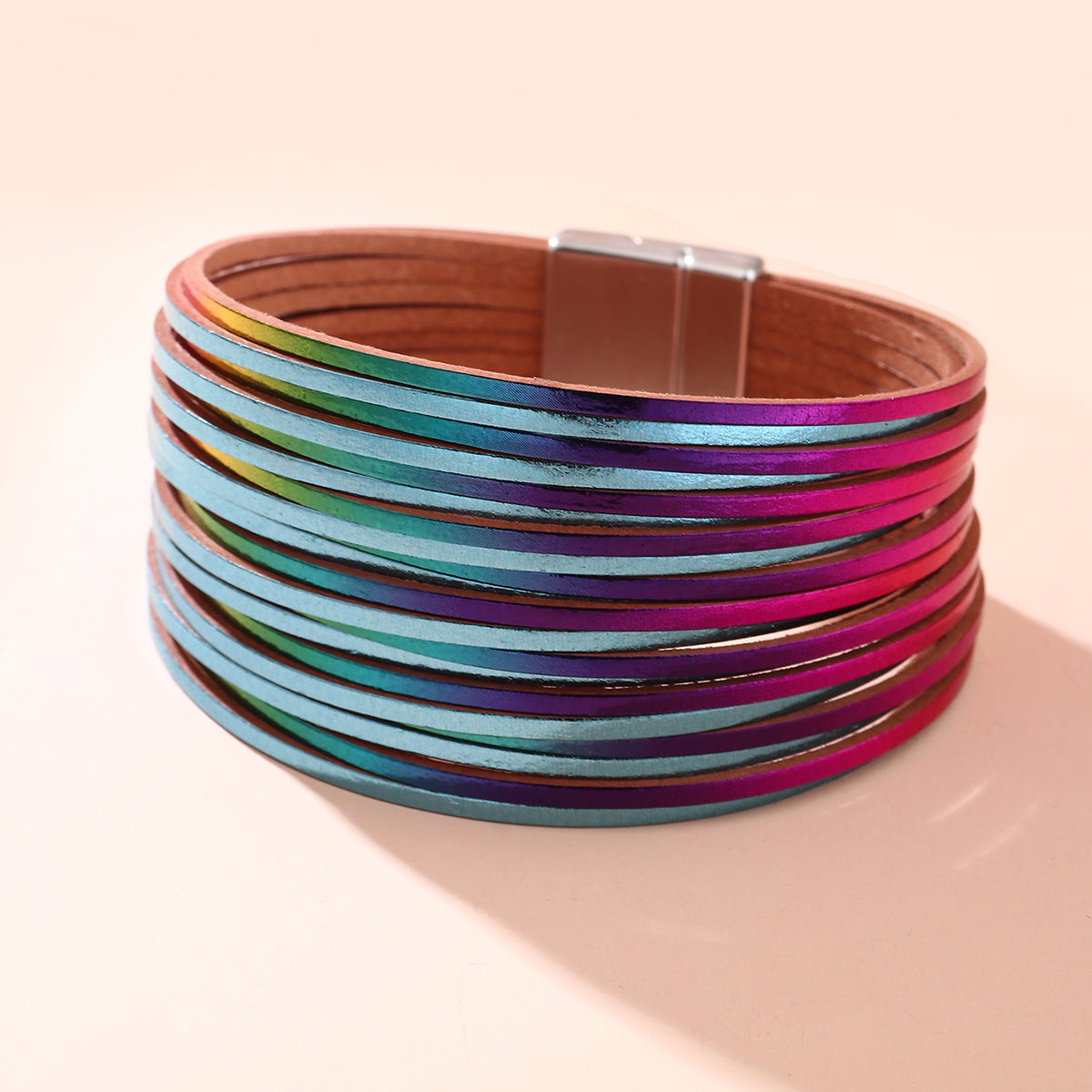 Casual Hawaiian Tropical Solid Color Pu Leather Alloy Women's Wristband Bangle