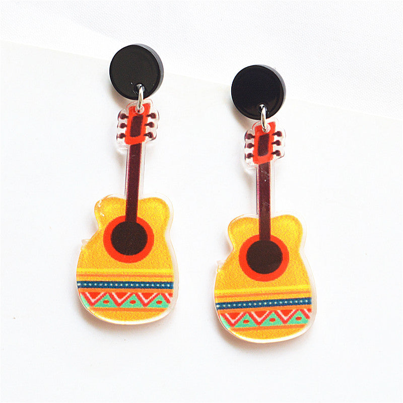 Fashion Guitar Arylic Women's Drop Earrings 1 Pair