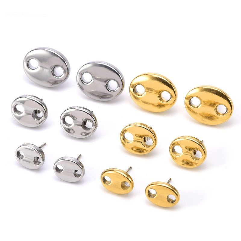 1 Pair Simple Style Oval Plating Stainless Steel Ear Studs