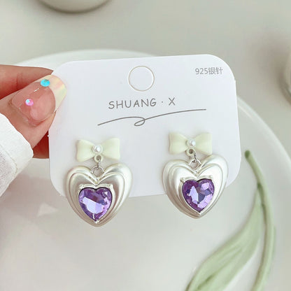 1 Pair Sweet Flower Enamel Inlay Alloy Artificial Pearls Artificial Diamond Ear Studs