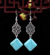 1 Pair Elegant Lady Ethnic Style Owl Flower Butterfly Turquoise Drop Earrings