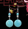 1 Pair Elegant Lady Ethnic Style Owl Flower Butterfly Turquoise Drop Earrings