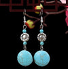 1 Pair Elegant Lady Ethnic Style Owl Flower Butterfly Turquoise Drop Earrings