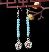 1 Pair Elegant Lady Ethnic Style Owl Flower Butterfly Turquoise Drop Earrings