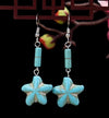 1 Pair Elegant Lady Ethnic Style Owl Flower Butterfly Turquoise Drop Earrings