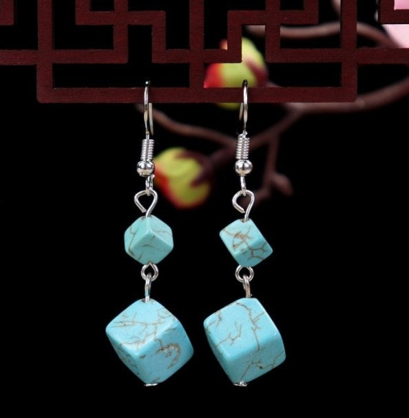 1 Pair Elegant Lady Ethnic Style Owl Flower Butterfly Turquoise Drop Earrings