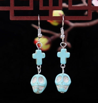 1 Pair Elegant Lady Ethnic Style Owl Flower Butterfly Turquoise Drop Earrings