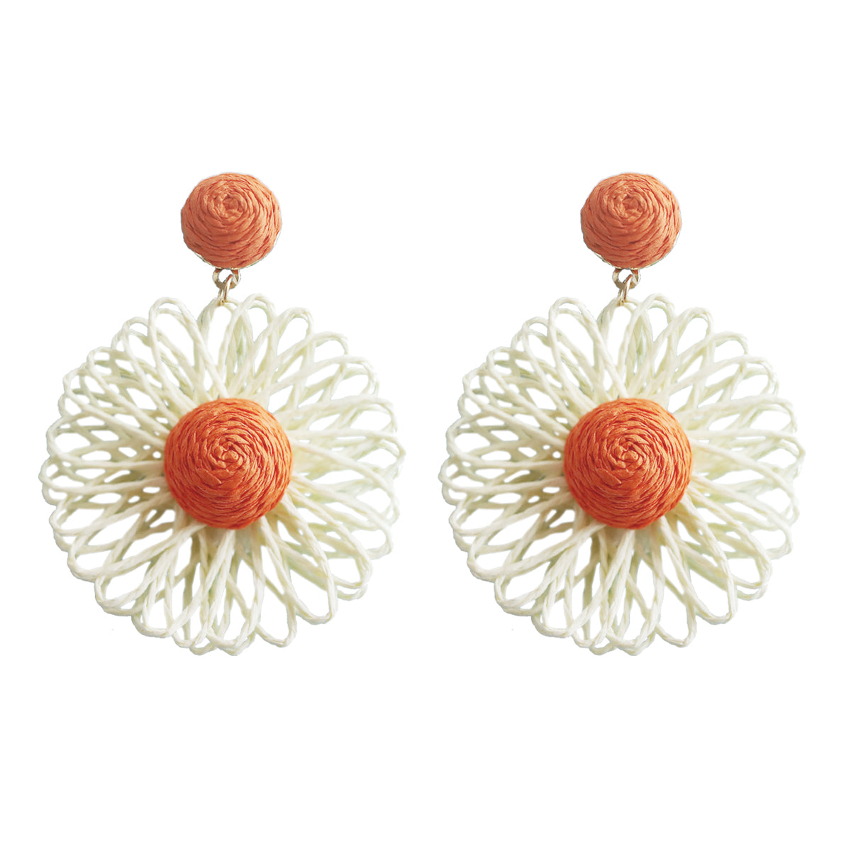 1 Pair Ig Style Vacation Flower Handmade Raffia Drop Earrings