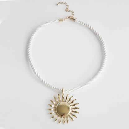 Casual Simple Style Sun Flower Alloy Women's Pendant Necklace Long Necklace