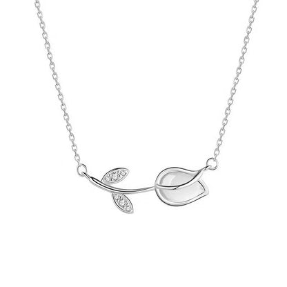 Sweet Tulip Sterling Silver Pendant Necklace