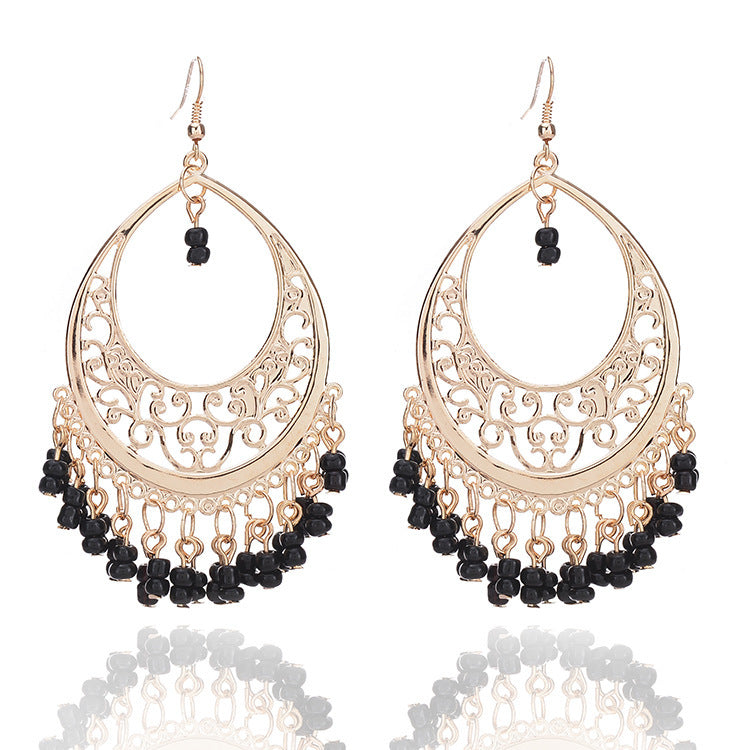 1 Pair Ethnic Style Water Droplets Tassel Alloy Drop Earrings