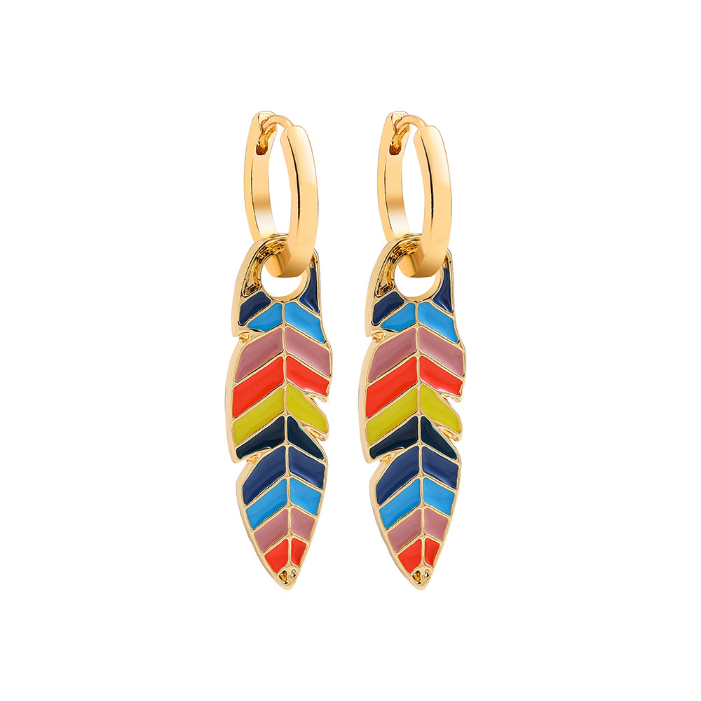 1 Pair Casual Ethnic Style Star Leaves Enamel Alloy Drop Earrings