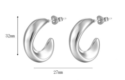 1 Pair Simple Style C Shape Plating Stainless Steel 18k Gold Plated Ear Studs