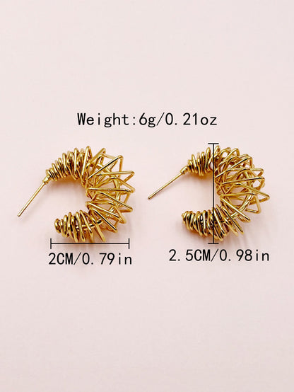 1 Pair Casual Simple Style Commute C Shape Geometric Polishing Plating Stainless Steel Gold Plated Ear Studs