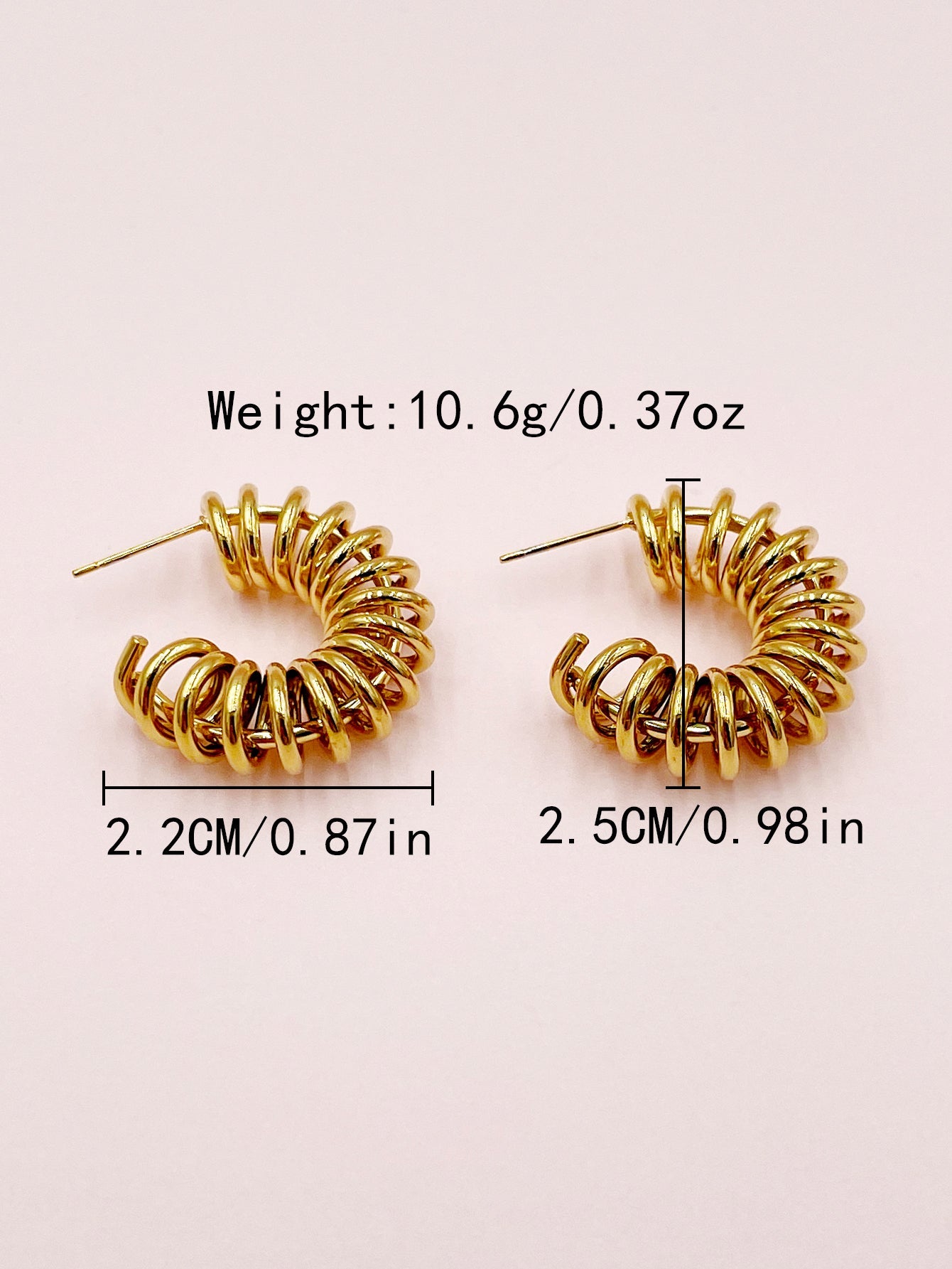 1 Pair Casual Simple Style Commute C Shape Geometric Polishing Plating Stainless Steel Gold Plated Ear Studs