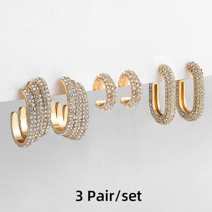 1 Pair Vintage Style Shiny Round Plating Inlay Alloy Rhinestones Earrings