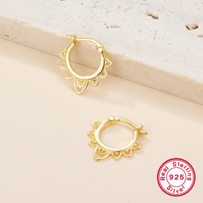 1 Pair Elegant Simple Style Round Plating Sterling Silver 18k Gold Plated White Gold Plated Earrings