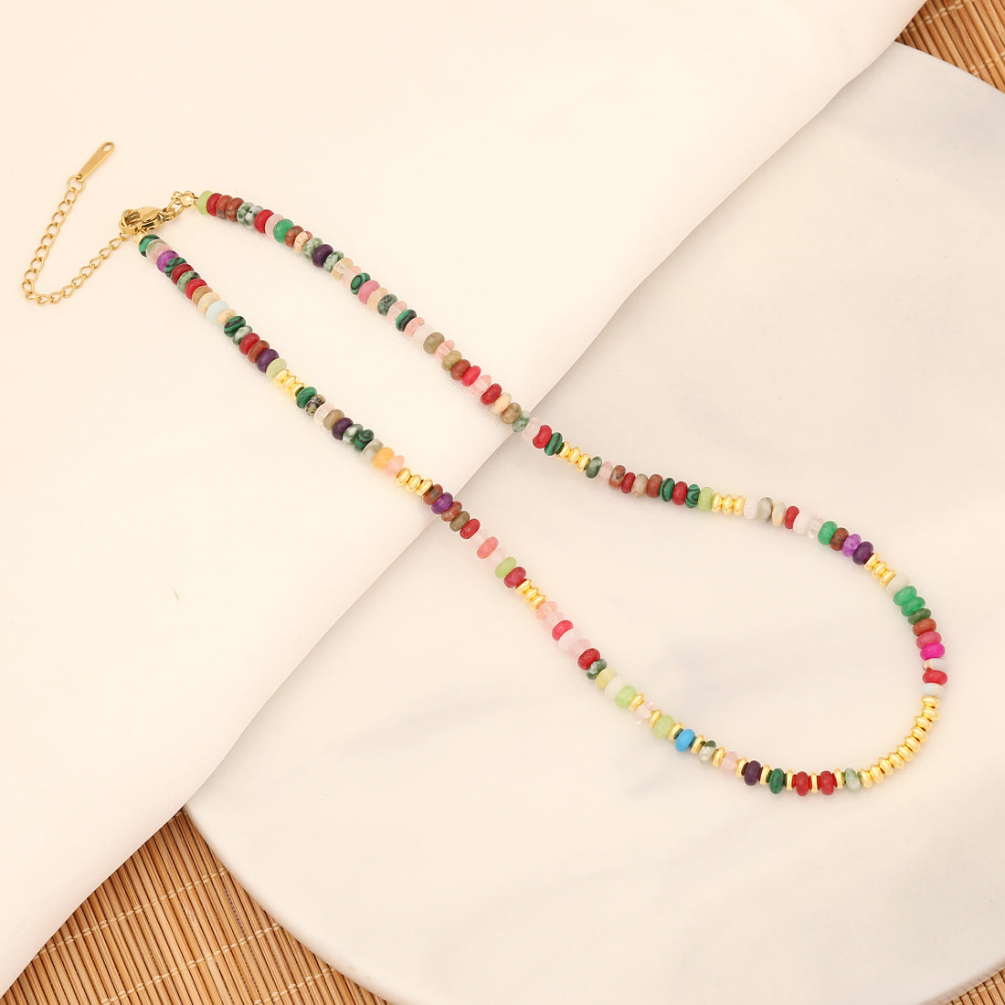 Ethnic Style Simple Style Multicolor Natural Stone Copper Beaded Handmade Necklace