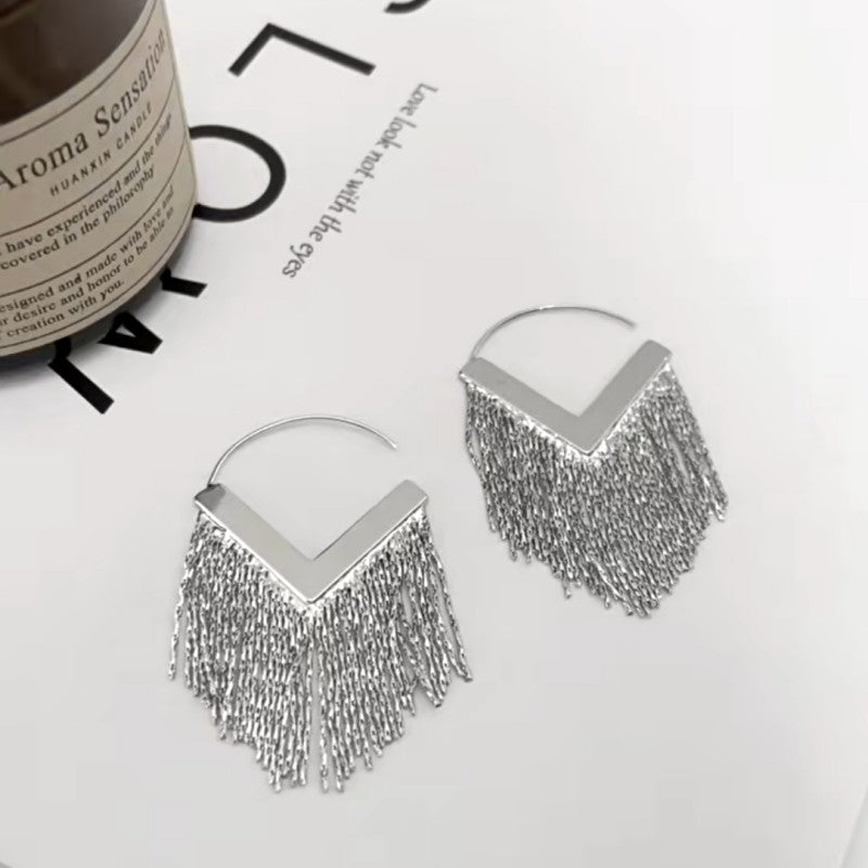 1 Pair Simple Style Korean Style Tassel Alloy Drop Earrings