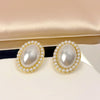 Fashion Round Heart Shape Flower Brass Inlay Artificial Pearls Rhinestones Opal Ear Clips 1 Pair