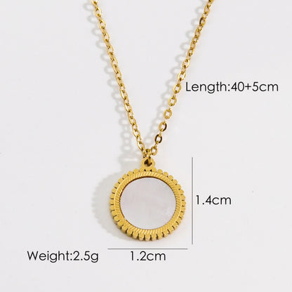 Simple Style Star Moon Oval Titanium Steel Plating Inlay Natural Stone Shell Zircon Gold Plated Pendant Necklace