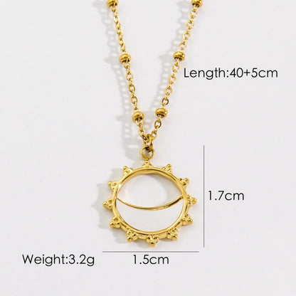 Simple Style Star Moon Oval Titanium Steel Plating Inlay Natural Stone Shell Zircon Gold Plated Pendant Necklace