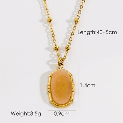 Simple Style Star Moon Oval Titanium Steel Plating Inlay Natural Stone Shell Zircon Gold Plated Pendant Necklace