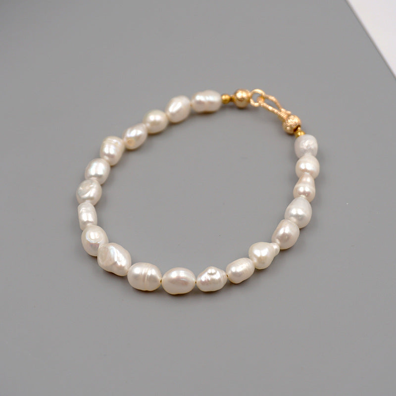 Elegant Geometric Freshwater Pearl Copper Beaded Bracelets Necklace