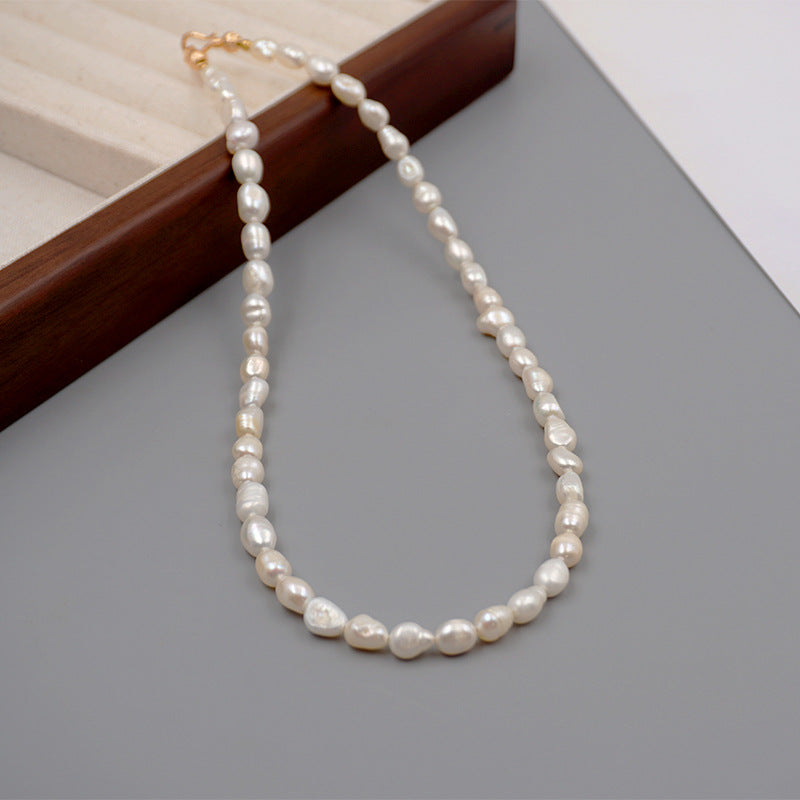 Elegant Geometric Freshwater Pearl Copper Beaded Bracelets Necklace